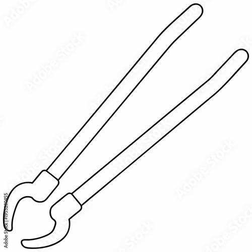 blacksmith s tongs with grip line art vector illustration on transparent background
