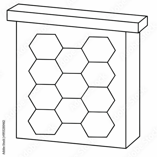 beehive cross section with comb layers line art vector illustration on transparent background