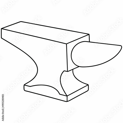 anvil with horn and base line art vector illustration on transparent background
