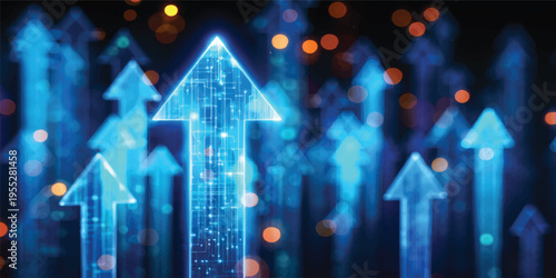 3d business illustration of a stock market graph showing growth and success with a green arrow moving up toward a house symbol representing a home finance progress concept