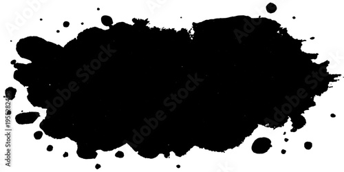 An ink stain is a dark blotch that looks like a paintbrush stroke.
