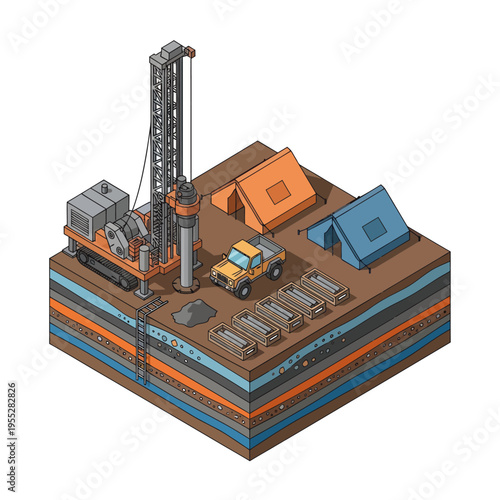 3D Model of Oil Rig and Equipment.