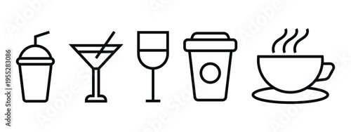 Drink outline icon set