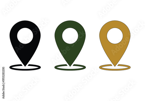 Colorful map pin location icons for navigation and destination tracking service
