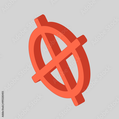3D Rendered Orange Dollar Sign Symbol.