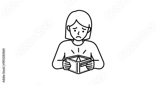 Woman with Empty Wallet, Financial Crisis, Poverty Concept, No Money, Debt