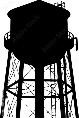 Vector silhouette of a water tower on a white background