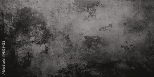 Dark vintage grunge wall background with aged gray concrete texture and a rough weathered stone surface pattern