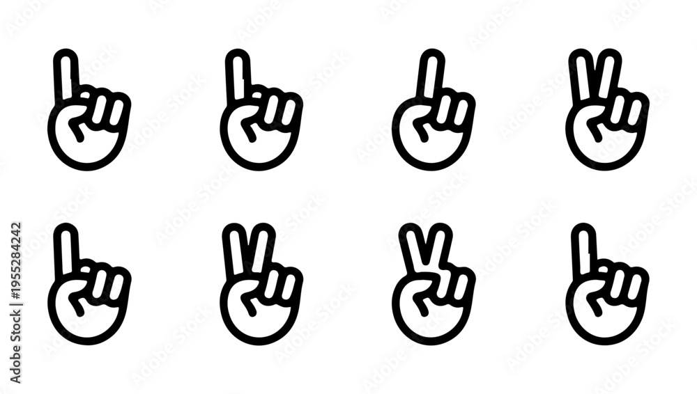 Fototapeta premium Collection of hand gestures peace victory pointing and other iconic signs
