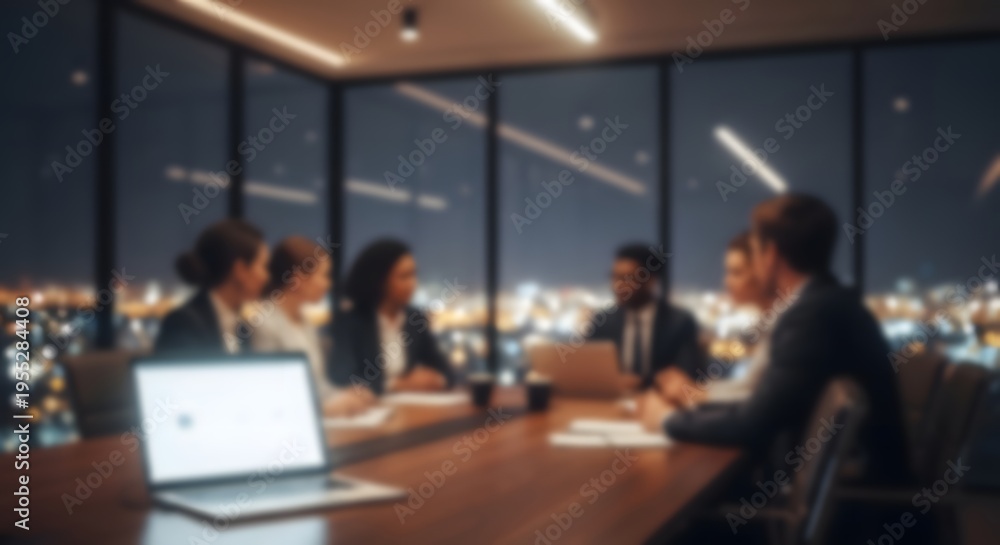 Fototapeta premium Business meeting with background blur a blurred cityscape at night