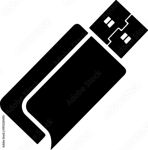 Black USB flash drive icon vector