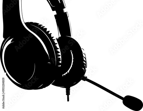 Black vector headset icon for website or presentation use