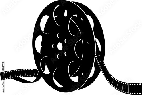 Film reel icon vector, movie film strip illustration