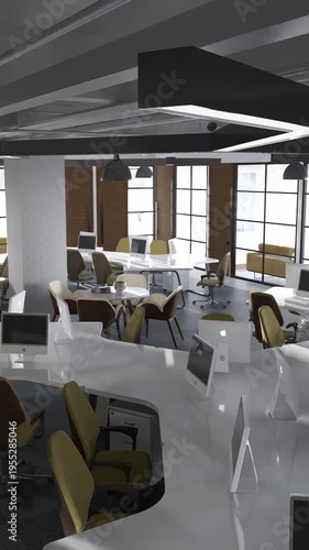 3D render vertical animation modern-style office