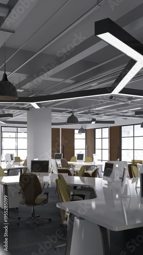 3D render vertical animation modern-style office