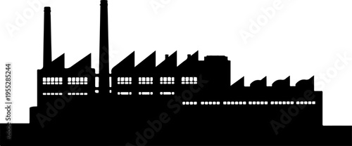 Industrial factory building silhouette vector