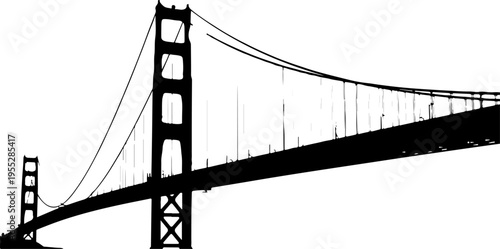 Golden Gate Bridge silhouette vector illustration