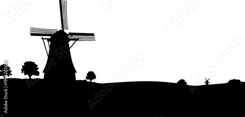 Black silhouette windmill vector illustration