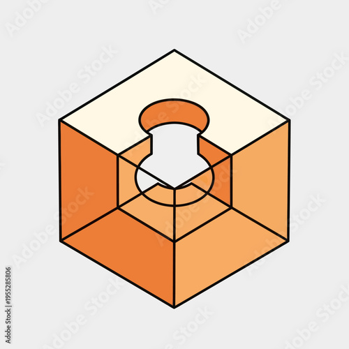Orange 3D Cube with Hollow Center.
