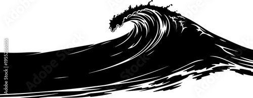 Black wave vector illustration, ocean wave graphic