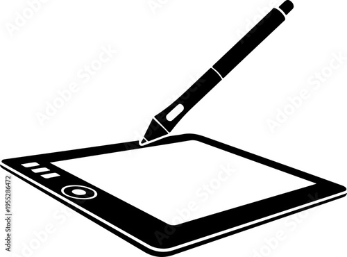 Vector illustration of a stylus on a tablet