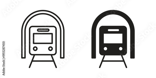 Subway icon, line pictogram on white.