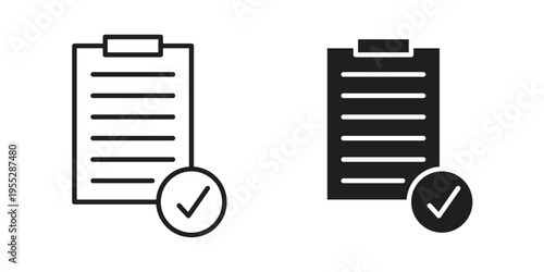 Survey icon, line pictogram on white.
