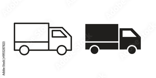 Truck icon, line pictogram on white.