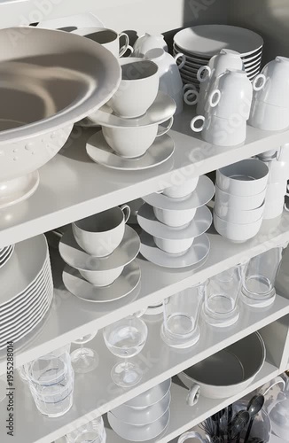 3D render vertical animation modern kitchen