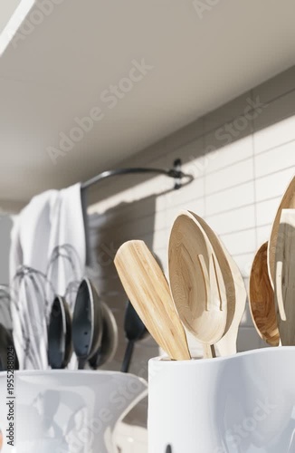 3D render vertical animation modern kitchen