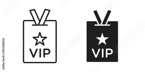 VIP pass icon, line pictogram on white.