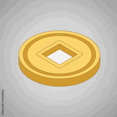 Golden Coin with Diamond Shape Center.