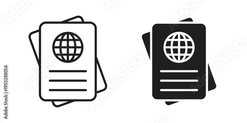 Visa icon, line pictogram on white.