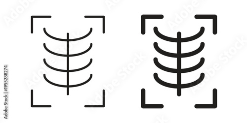 X-ray scan icon, line pictogram on white.