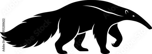 Anteater silhouette, cartoon anteater illustration, tropical animal vector, South American mammal drawing, wildlife design, nature artwork, stylized creature character