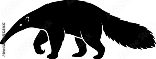 Anteater silhouette, cartoon anteater illustration, tropical animal vector, South American mammal drawing, wildlife design, nature artwork, stylized creature character