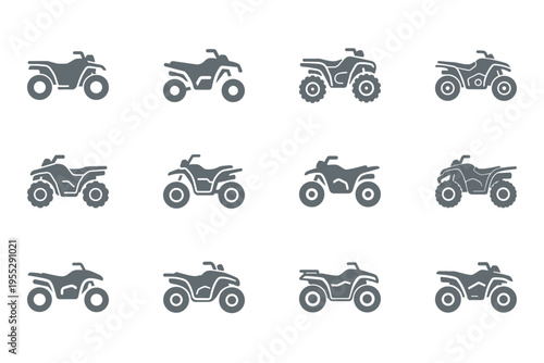 set of atv icons, all terrain vehicle, offroad vehicles