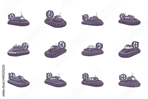 Tableau sur toile set of futuristic hovercraft vehicles