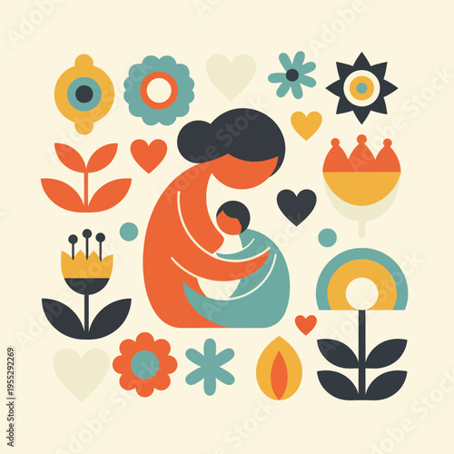 Mother Holding Baby in Her Arms.