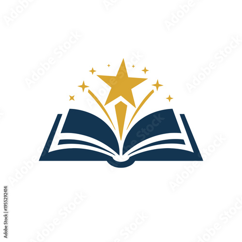 Magical book with sparkling star