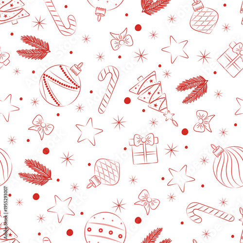 Seamless Christmas Ornament Pattern ,Vector