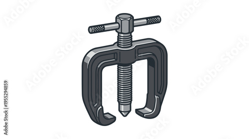 A gray and black two-jaw puller tool with a central screw and T-handle, designed for removing gears, bearings, or pulleys.