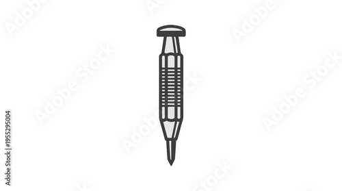 A line drawing of a scribe tool with a knurled handle and a sharp, pointed tip, isolated on a white background.