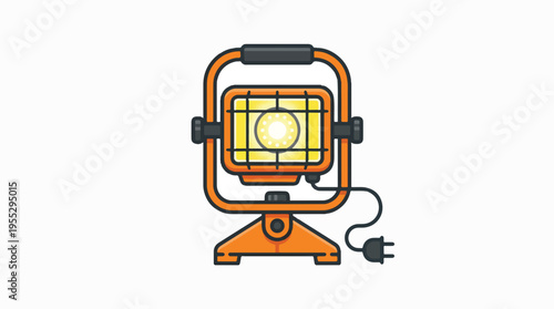 A bright orange portable work light with a powerful bulb, sturdy base, and adjustable handle, ready to illuminate any task.