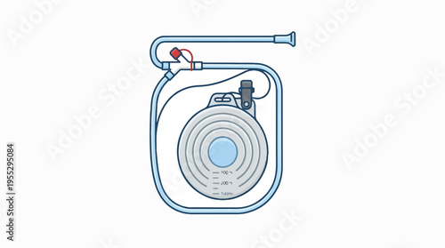 Medical illustration of a closed suction drain system with a collection bulb, tubing, and a port for connection.