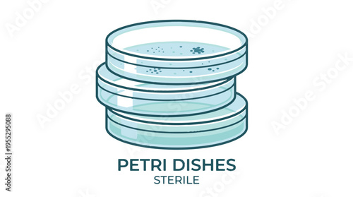Stack of three sterile petri dishes, with the top one containing visible microbial colonies.