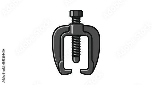 A U-shaped metal tool with a screw mechanism, designed to grip and remove objects.