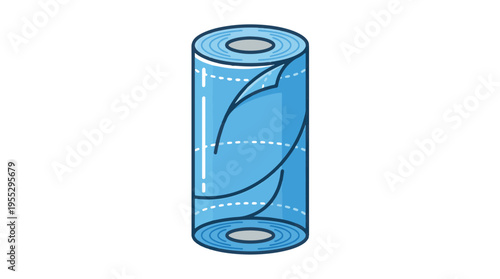 A roll of blue plastic sheeting with dashed lines indicating perforations, suggesting it's designed to be torn or cut.