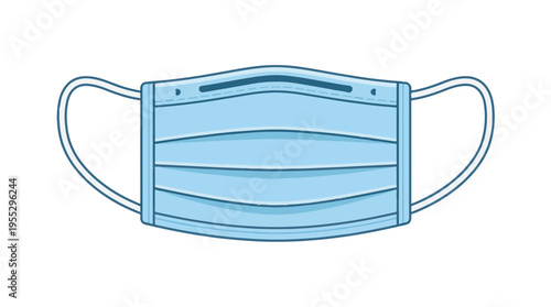 A light blue surgical face mask with elastic ear loops, rendered in a flat, cartoon style, on a white background. It's a medical protective accessory.