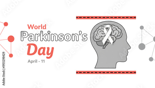 World Parkinson's Day April 11 Awareness Graphic Brain Illustration Neurological Health Support Campaign